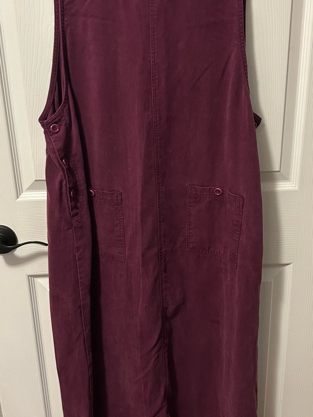 Women’s Vintage 90’s Purple Corduroy Jumper Modest Pockets Side Buttons 1x